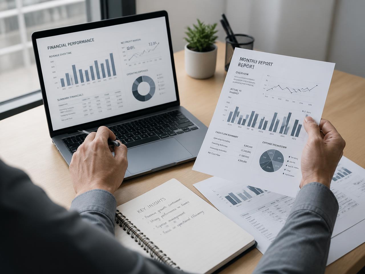 Análise de relatórios financeiros e indicadores de desempenho